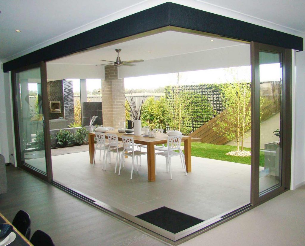 Black aluminium sliding patio door