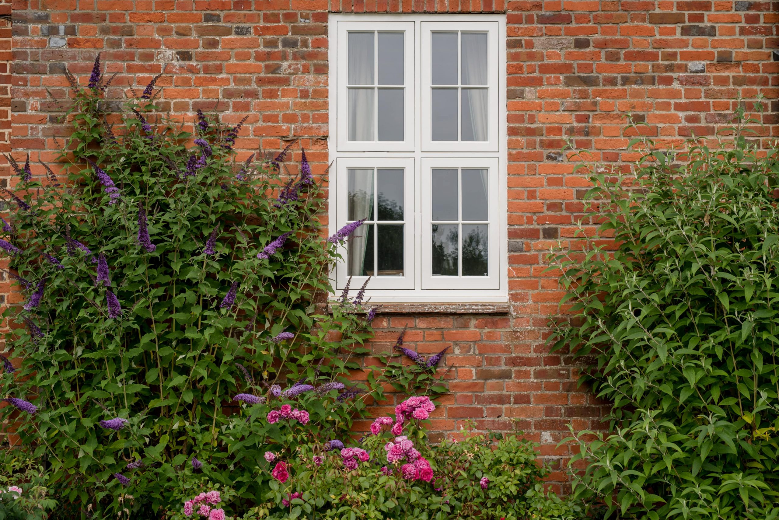 Small white casement window